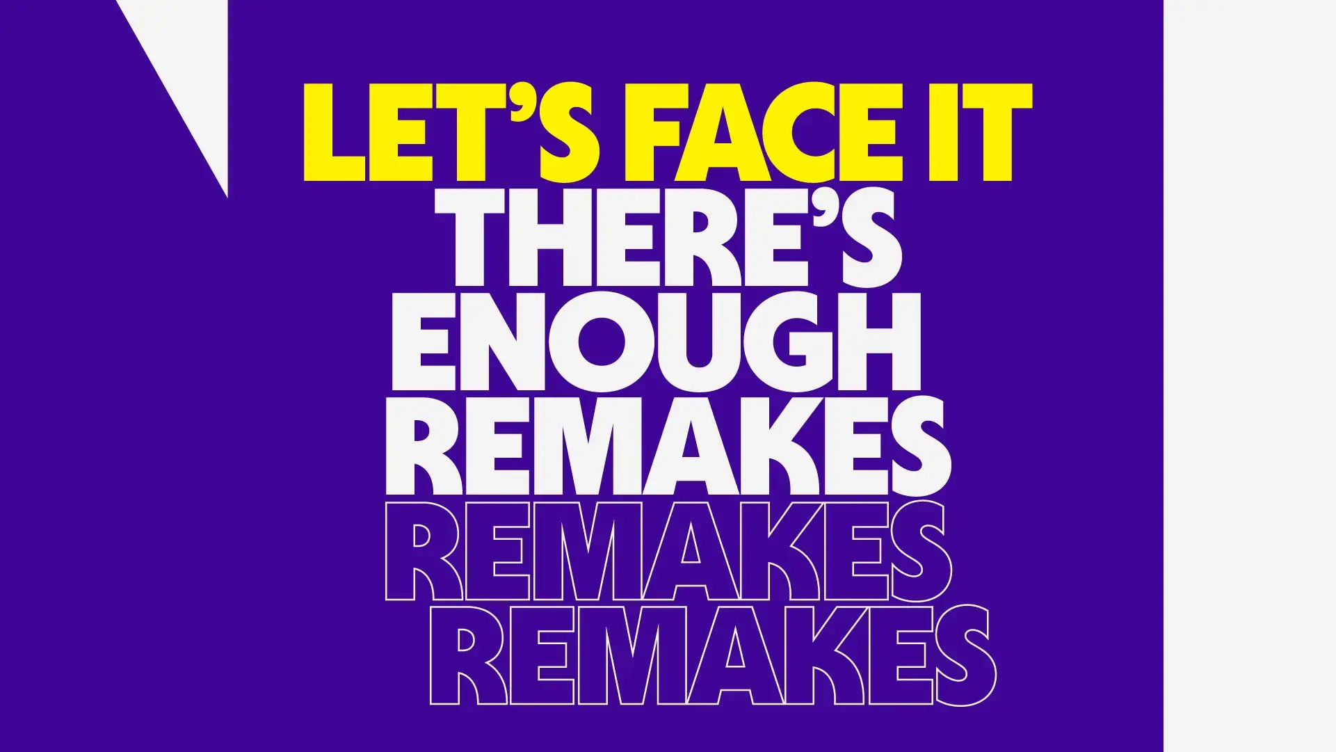 Lets Face It bold statement frame, type in motion yellow and white on purple, Tubi Original Content.