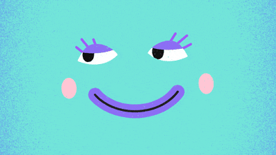 Animated teal blob character face from Mon radar me dit que campaign by Maxime Archambault